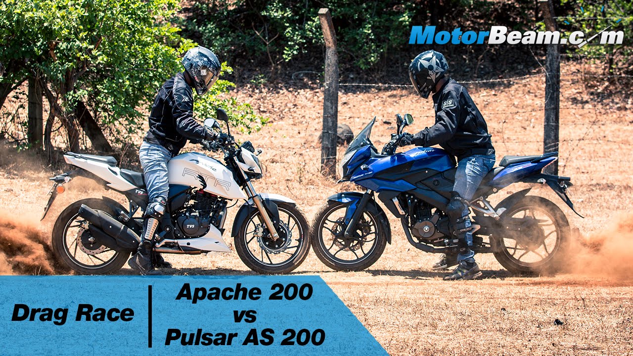 TVS Apache 200 vs Pulsar AS 200 - Drag Race | MotorBeam