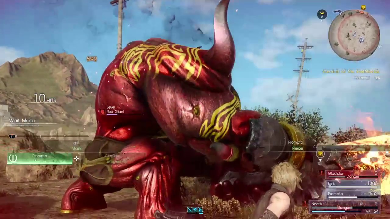 FINAL FANTASY XV level 1 Red Gant kill (w/ sun damage)