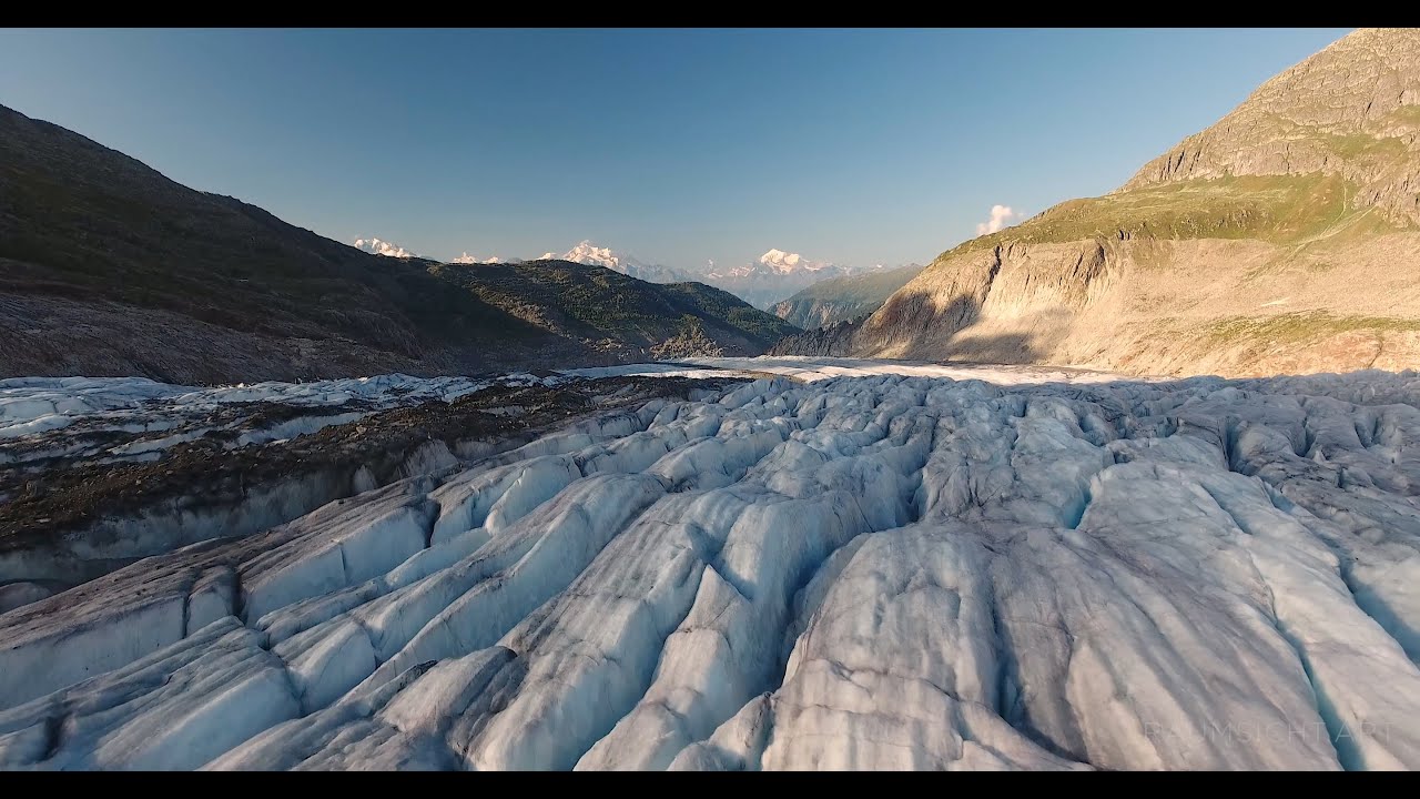 Spectacular drone flight over the Aletschgletscher – Biggest glacier of the alps