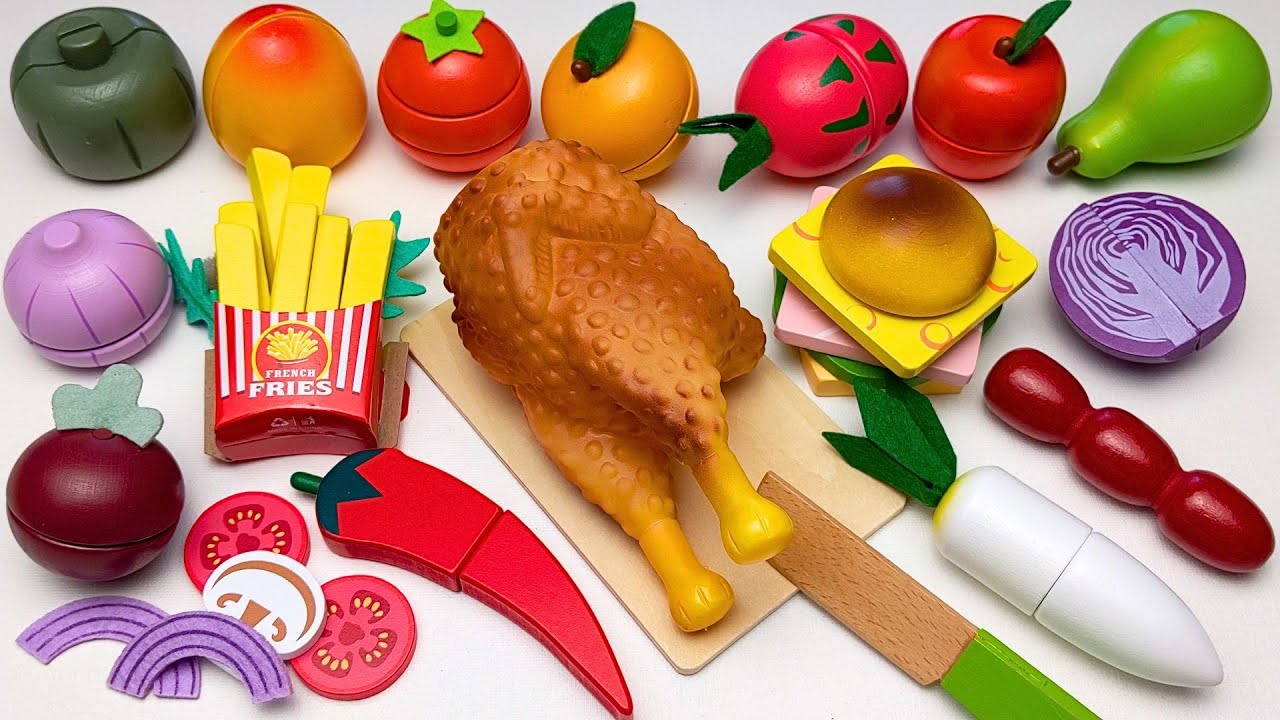6 Minutes How to Cutting Wooden Fruit and Vegetable/ ASMR no talking