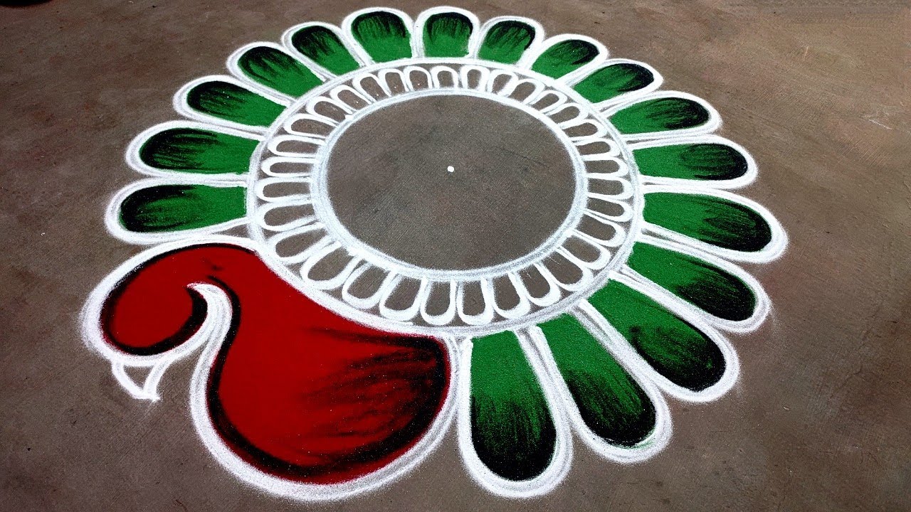 2025 Diwali peacock rangoli designs|lakshmi pujan rangoli|deepavali mayil kolam|Amazing rangoli