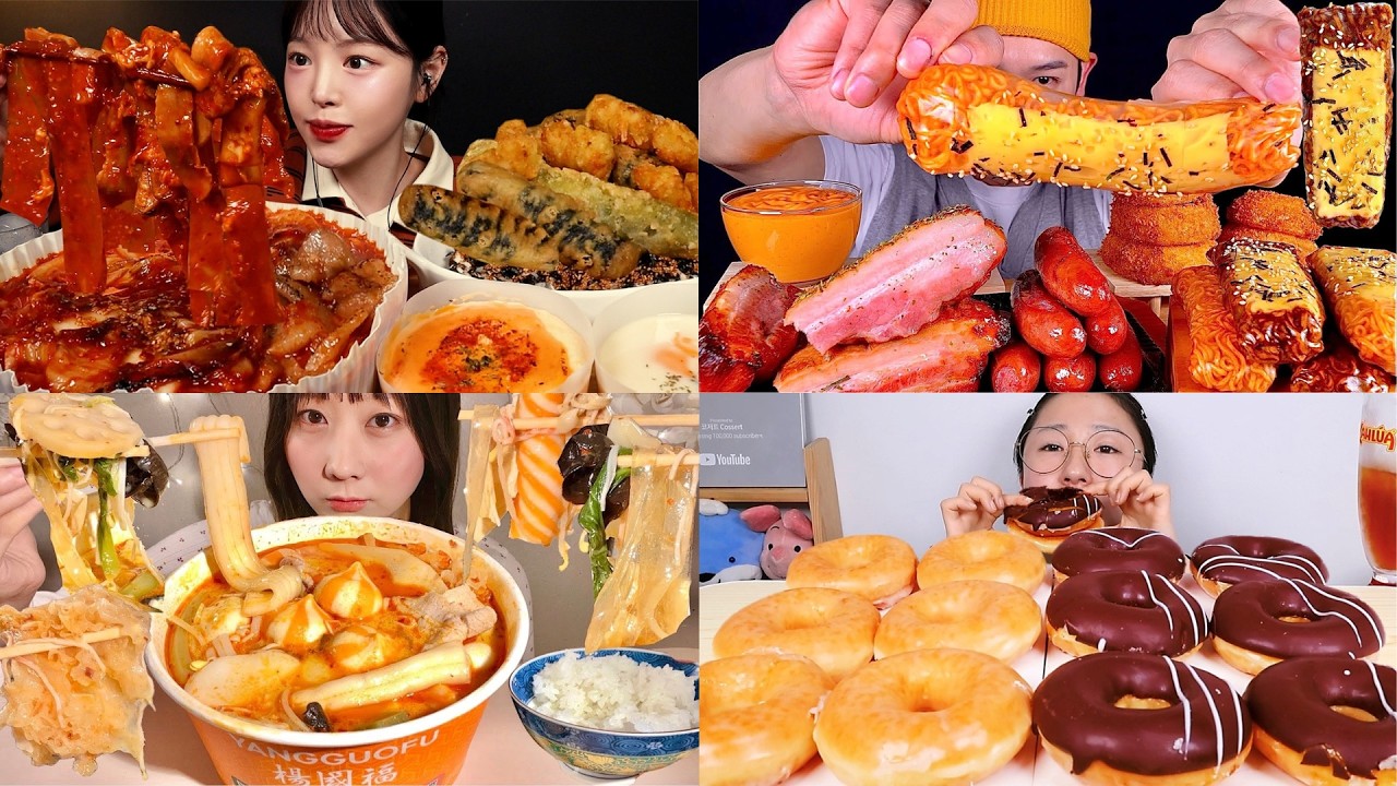 🔥 Ultimate Mukbang Food Feast | Spicy Noodles, Cheesy Snacks & Sweet Donuts!