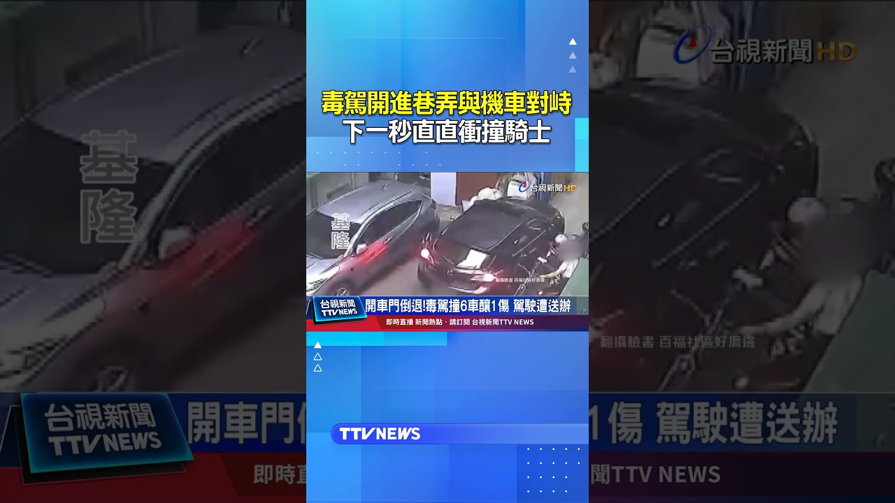 毒駕開進巷弄與機車對峙...下一秒直直衝撞騎士 #毒駕