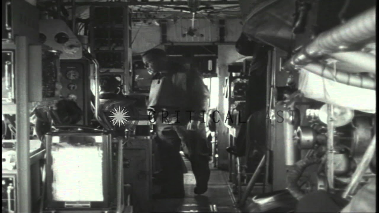 A US Navy blimp drops bombs in the Atlantic Ocean while on a patrol during World ...HD Stock Footage
