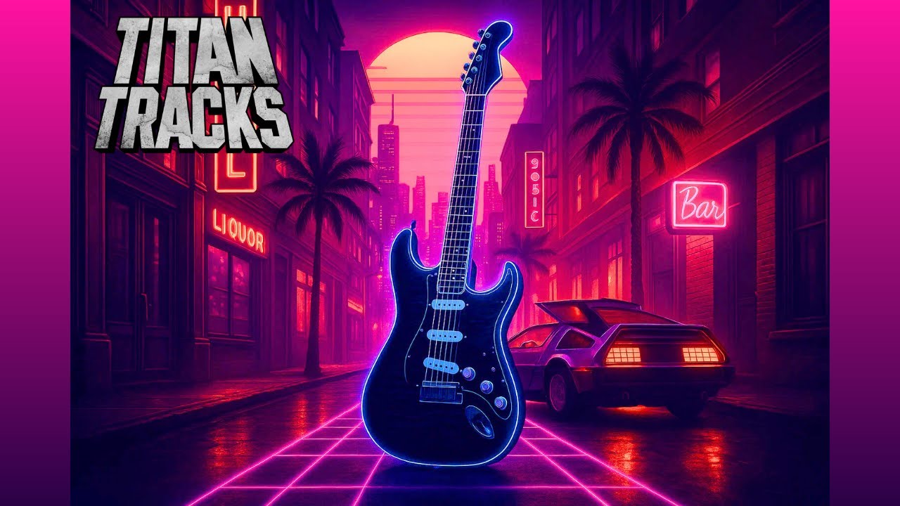 Soaring Synthwave Hard Rock in E Minor (Em) Backing Track - 145 BPM