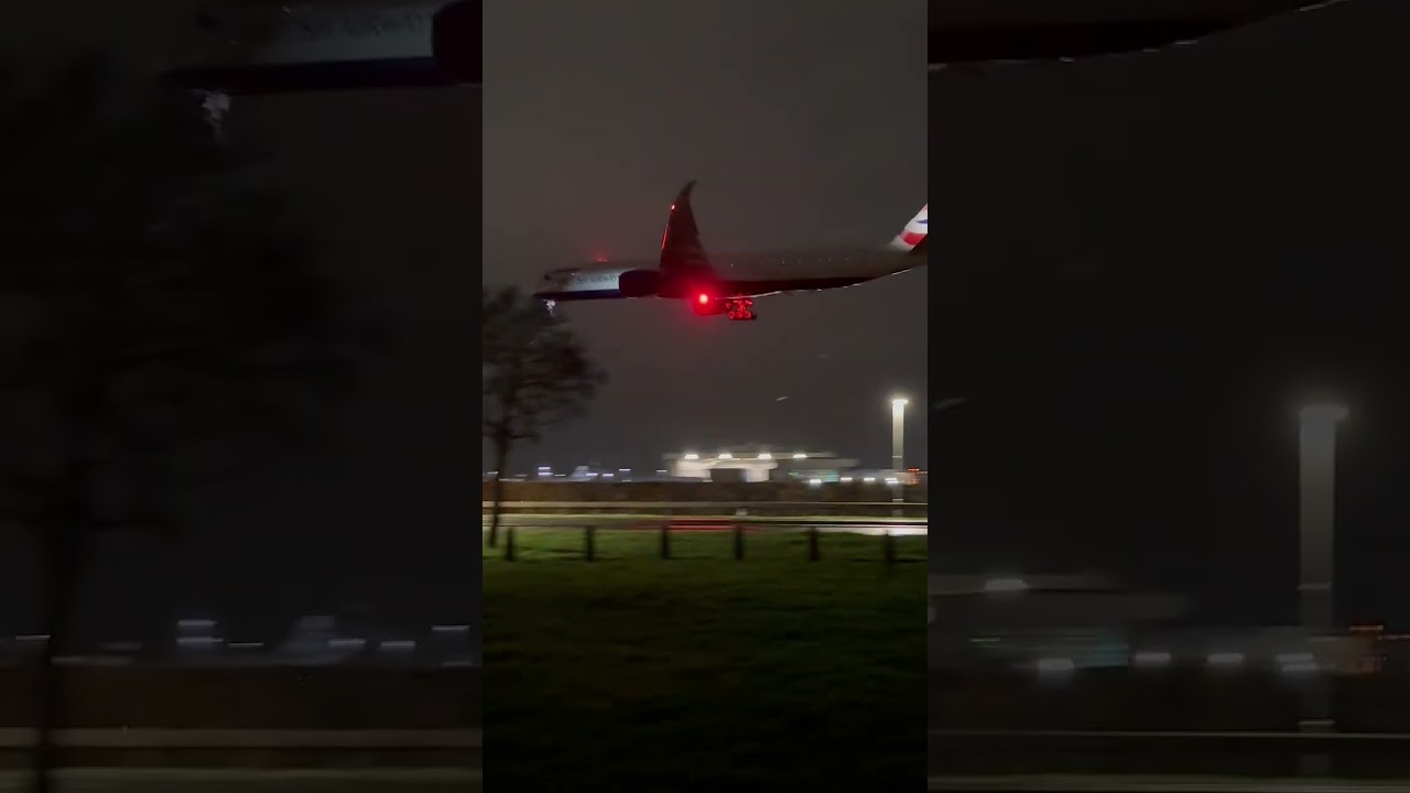 Epic Nighttime British Airways A350 Arrival at Heathrow Airport