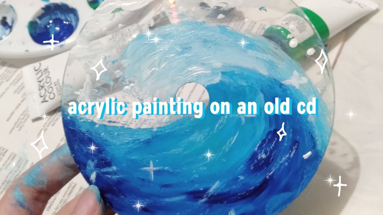 Painting with Acrylics on an Old CD 💿✨aesthetic painting