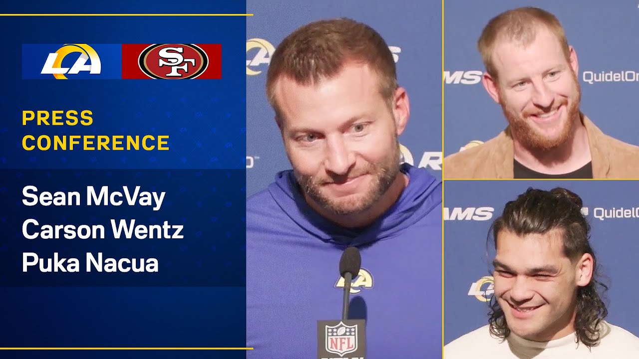 Sean McVay, Carson Wentz & Puka Nacua Address The Media Following Week 18 Win Against The 49ers