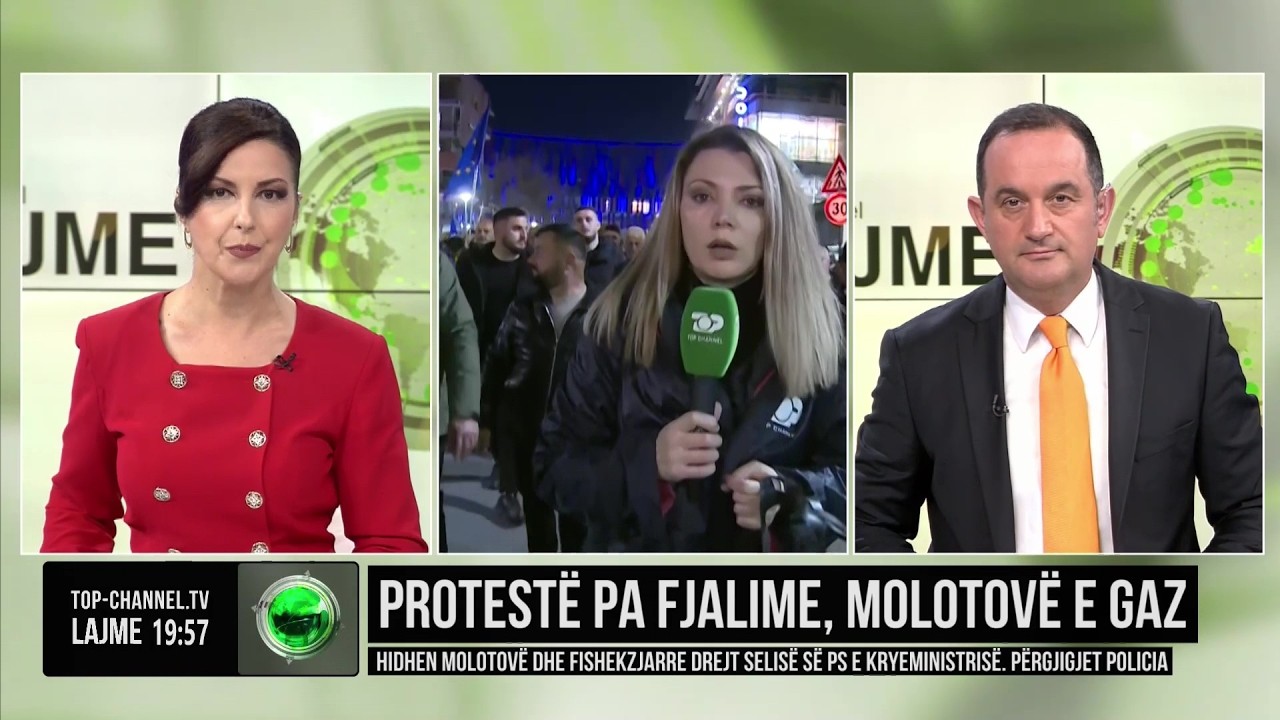 Top Channel/ Tensione n&euml; protest&euml;n e PD, hidhen molotov&euml; drejt selis&euml; s&euml; kryeministris&euml;