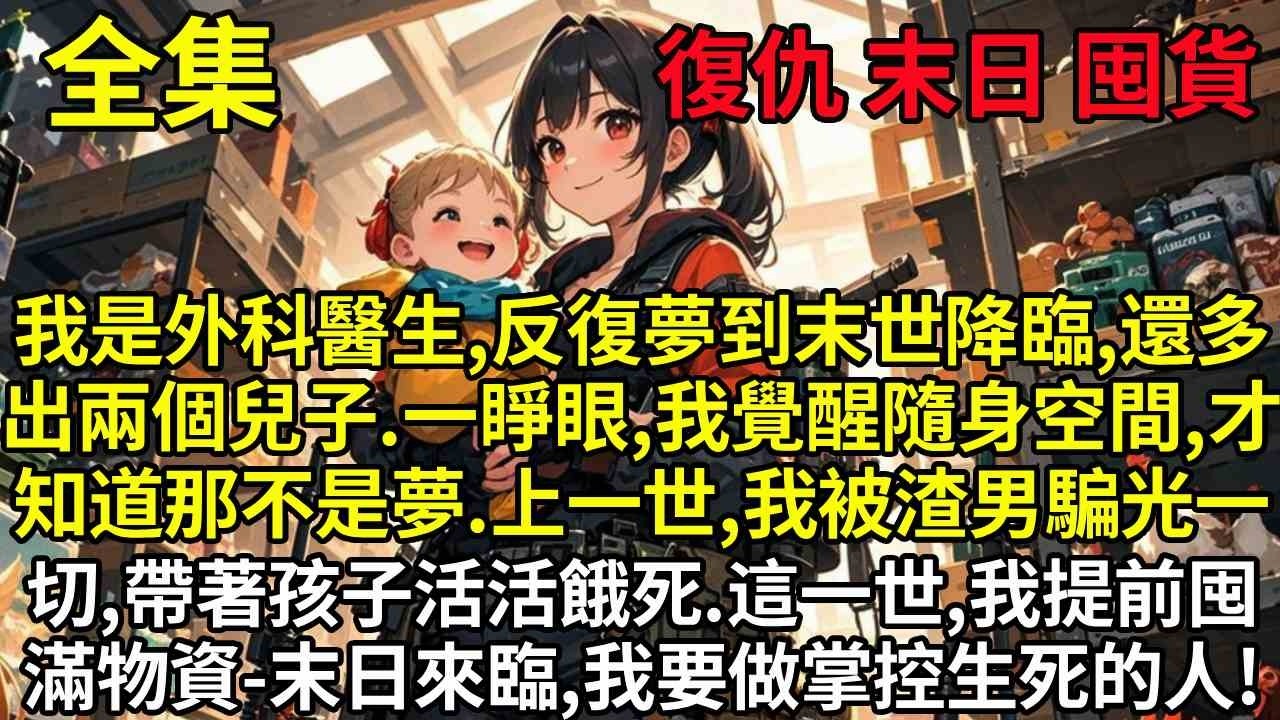 我是外科醫生，反復夢到末世降臨，還有兩個喊我媽媽的兒子。一睜眼，我覺醒隨身空間，才知道那不是夢。上一世，我被渣男騙光一切，帶著孩子活活餓死。這一世，我提前囤滿物資-末日來臨，我要做掌控生死的人！