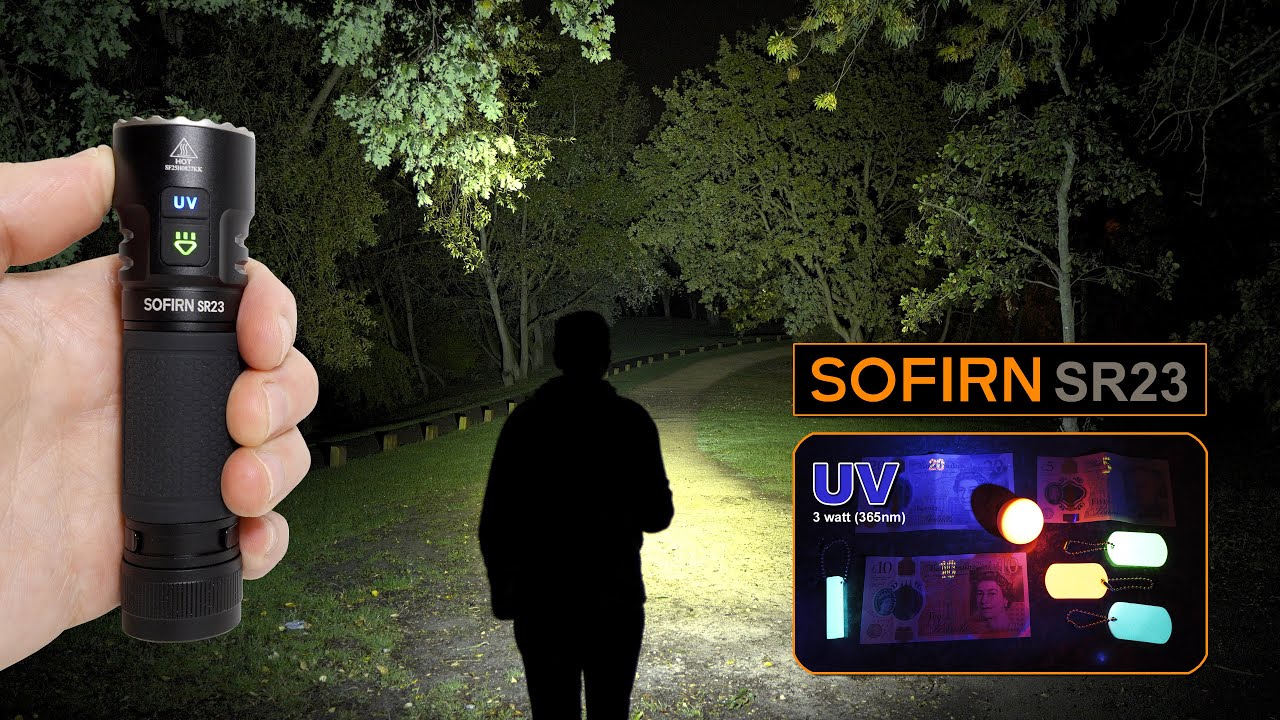 SOFIRN SR23 - 3300 lumens flashlight + 3 watt 365nm UV light