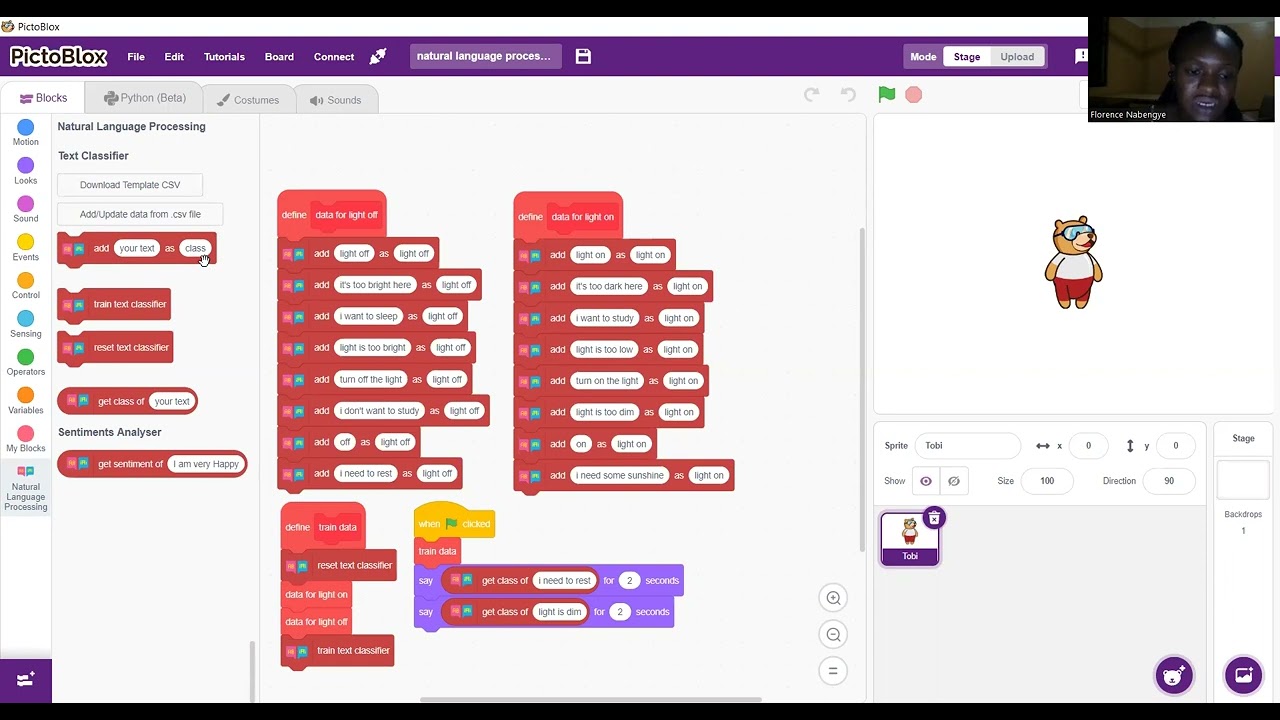 Natural language processing in Pictoblox