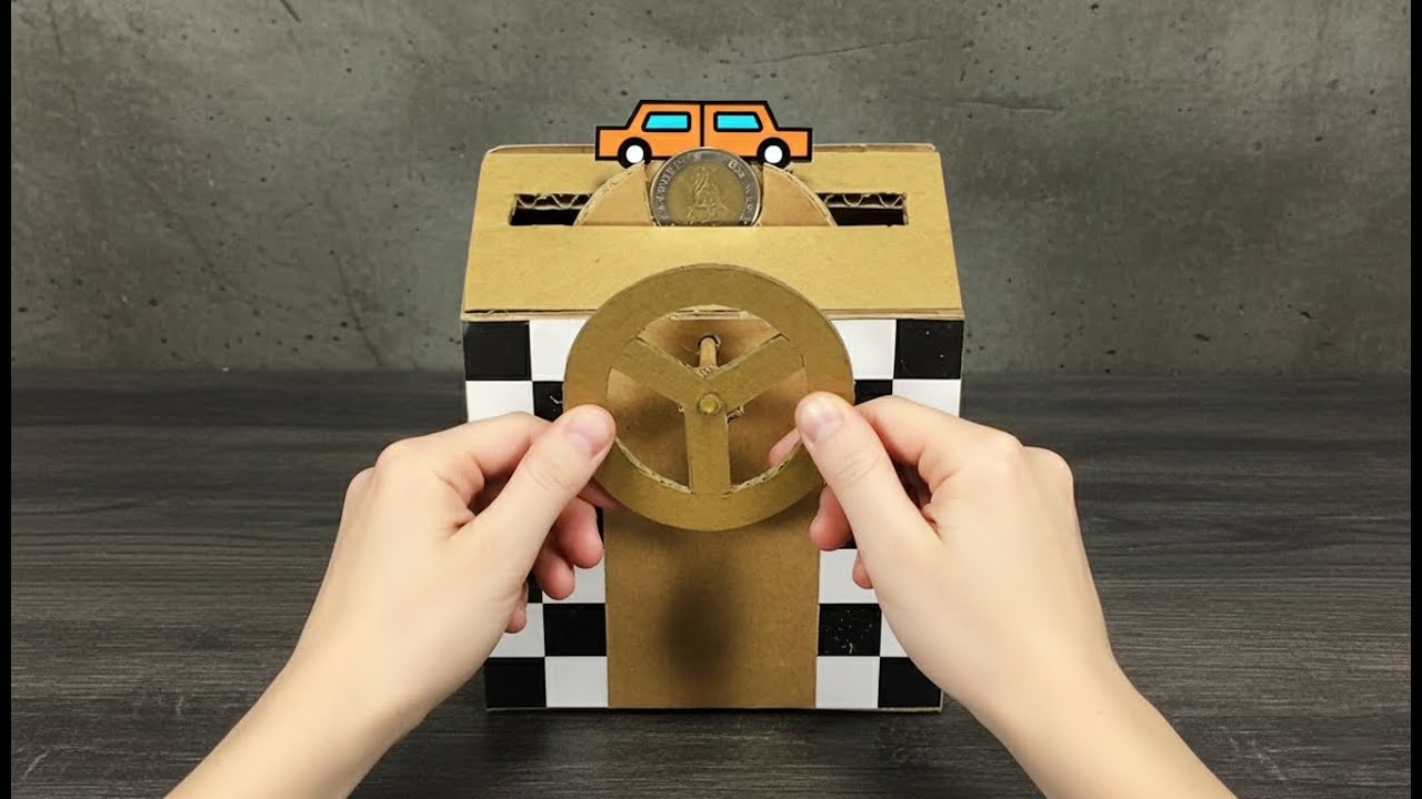 Drive the Coin to Save! Cardboard Car Coin Bank | ออมสินขับรถ หมุนพวงมาลัยเหรียญก็เข้า