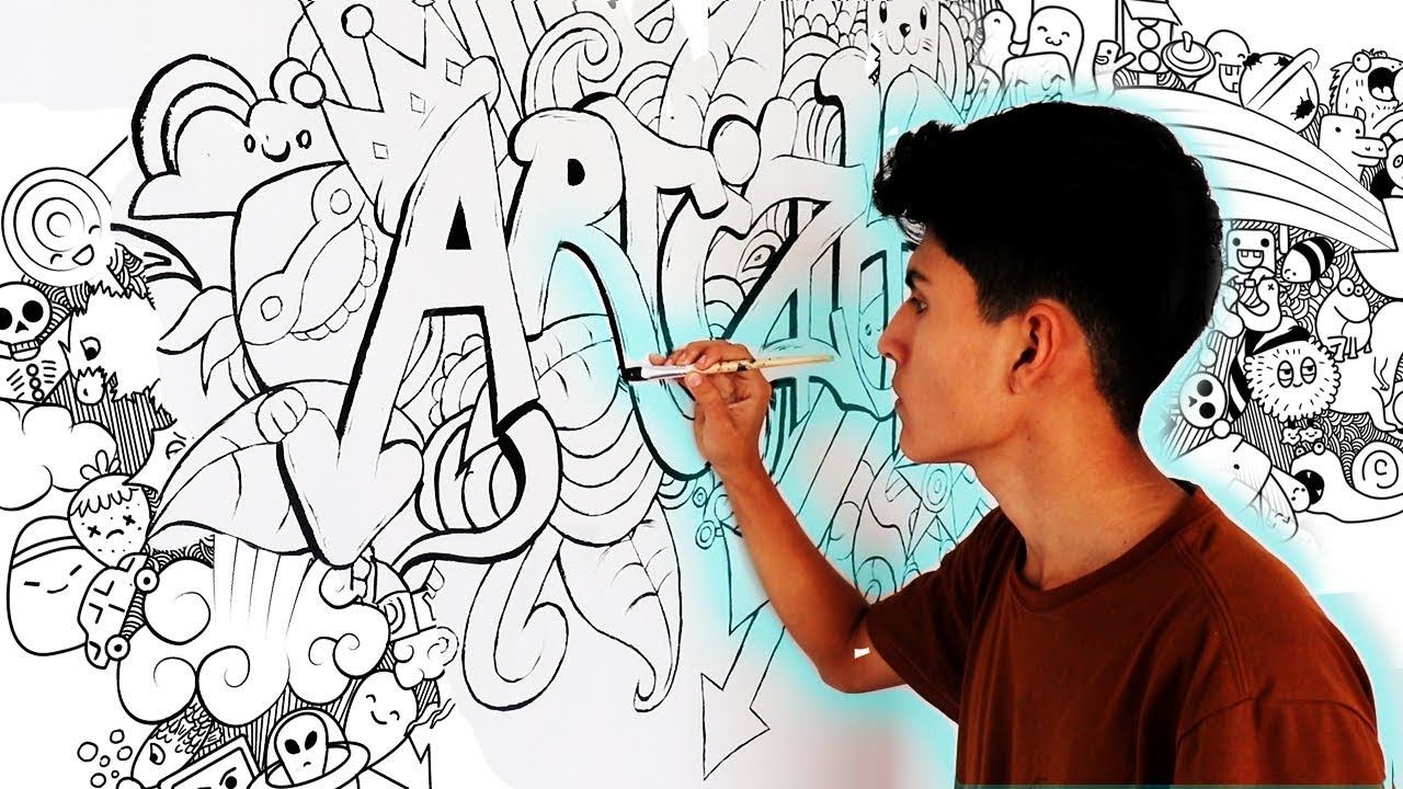 PINTO LA PARED DE MI CUARTO CON DOODLES 😱 !! - ArtiZ HD