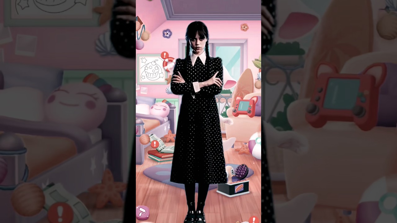 Wednesday Addams Cosplay by My Talking Angela 2 #wednesday #makeup #mytalkingangela2 #ghost