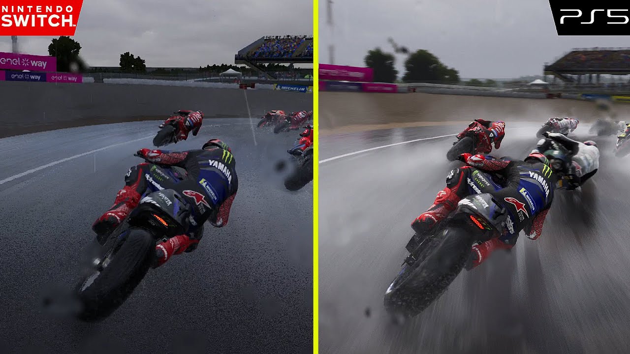 MotoGP 23 Nintendo Switch vs PS5 Rain Weather Graphics Comparison