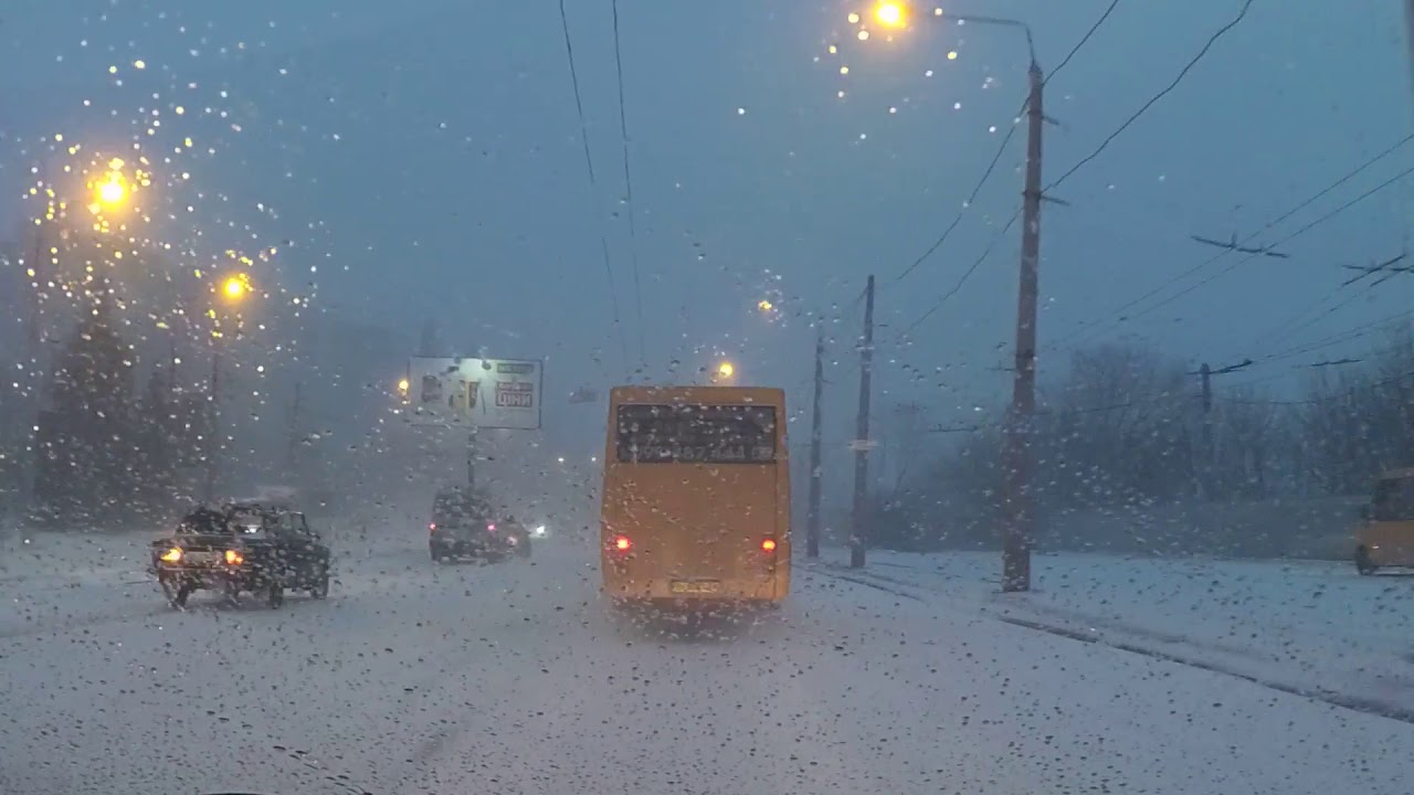Полтава, поездка в метель | Poltava snowing drive (Timelapse)