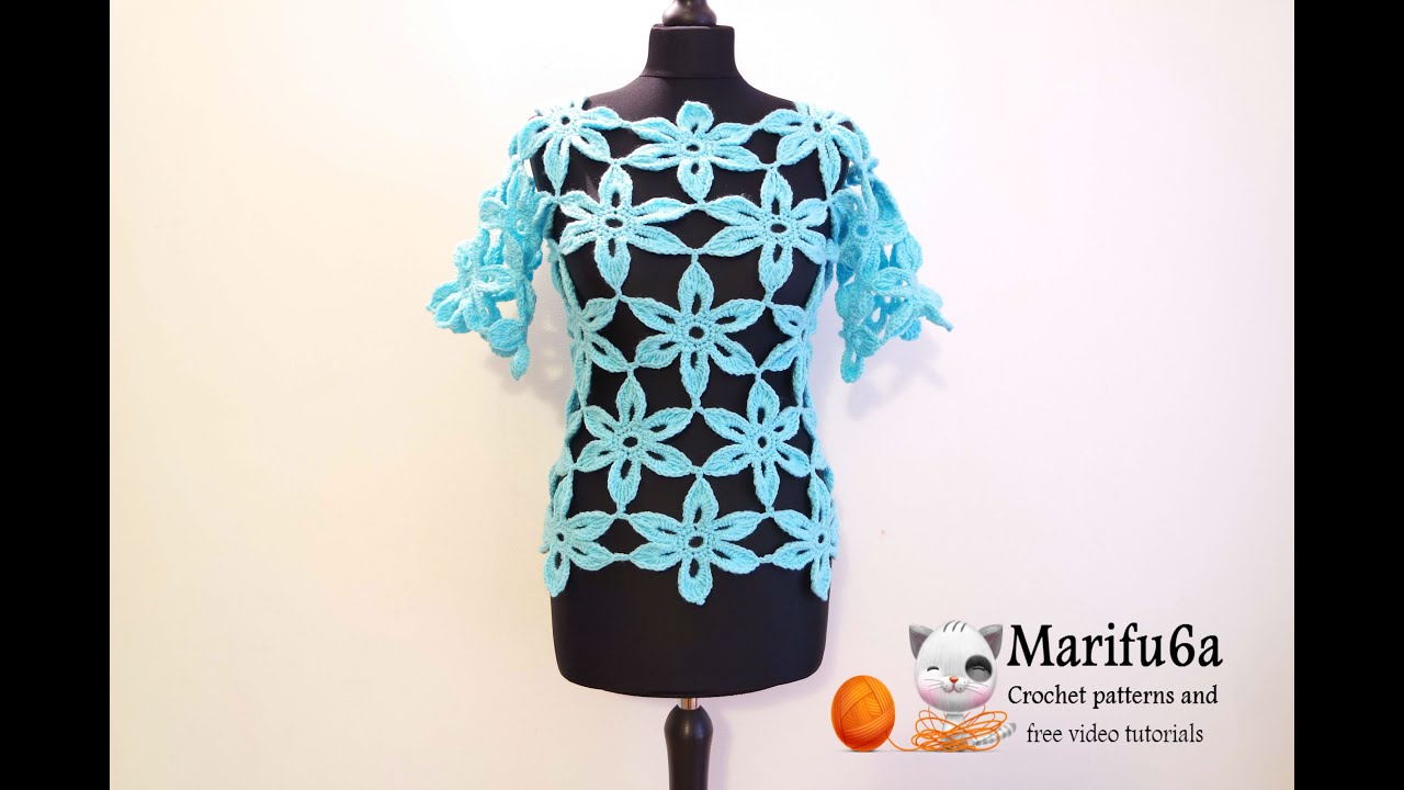 how to crochet flower tunic top sweater