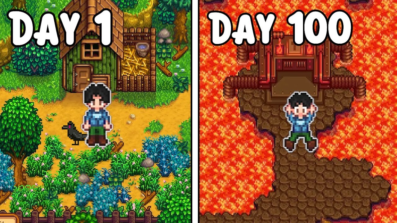 I played 100 days of Stardew Valley 1.6 (Meadowlands Farm)