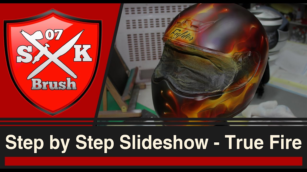 Step by Step Slideshow - True Fire Airbrush on Fighterhelmet (Videotutorial)