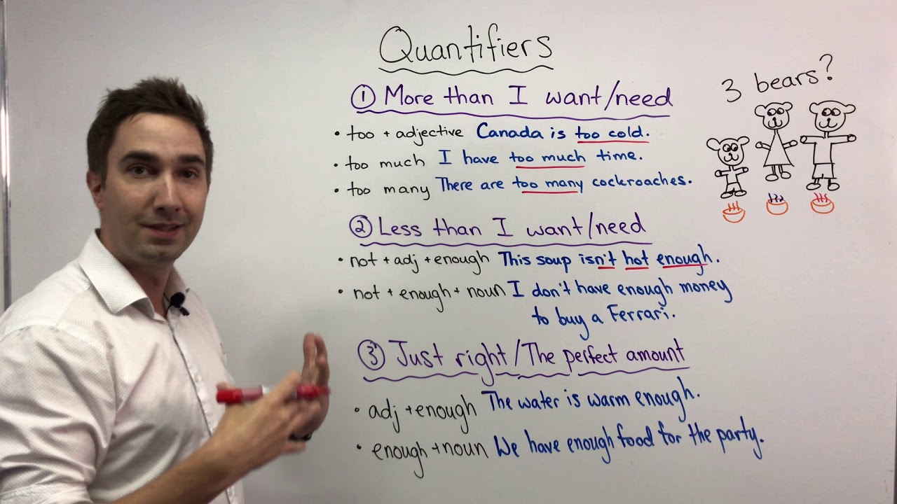 Quantifiers: enough, too many, too much