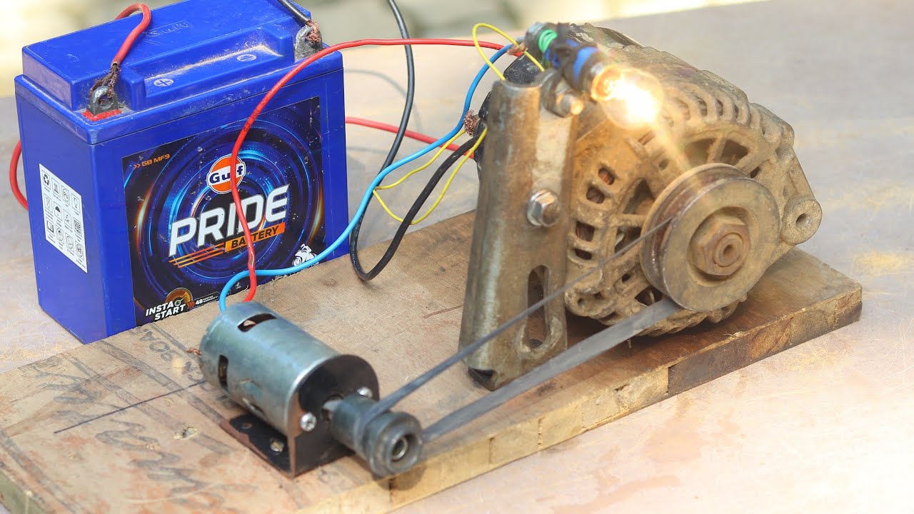 Car Alternator Generator | Car Alternator Excited | How To Generator Car Alternator By Dc Motor