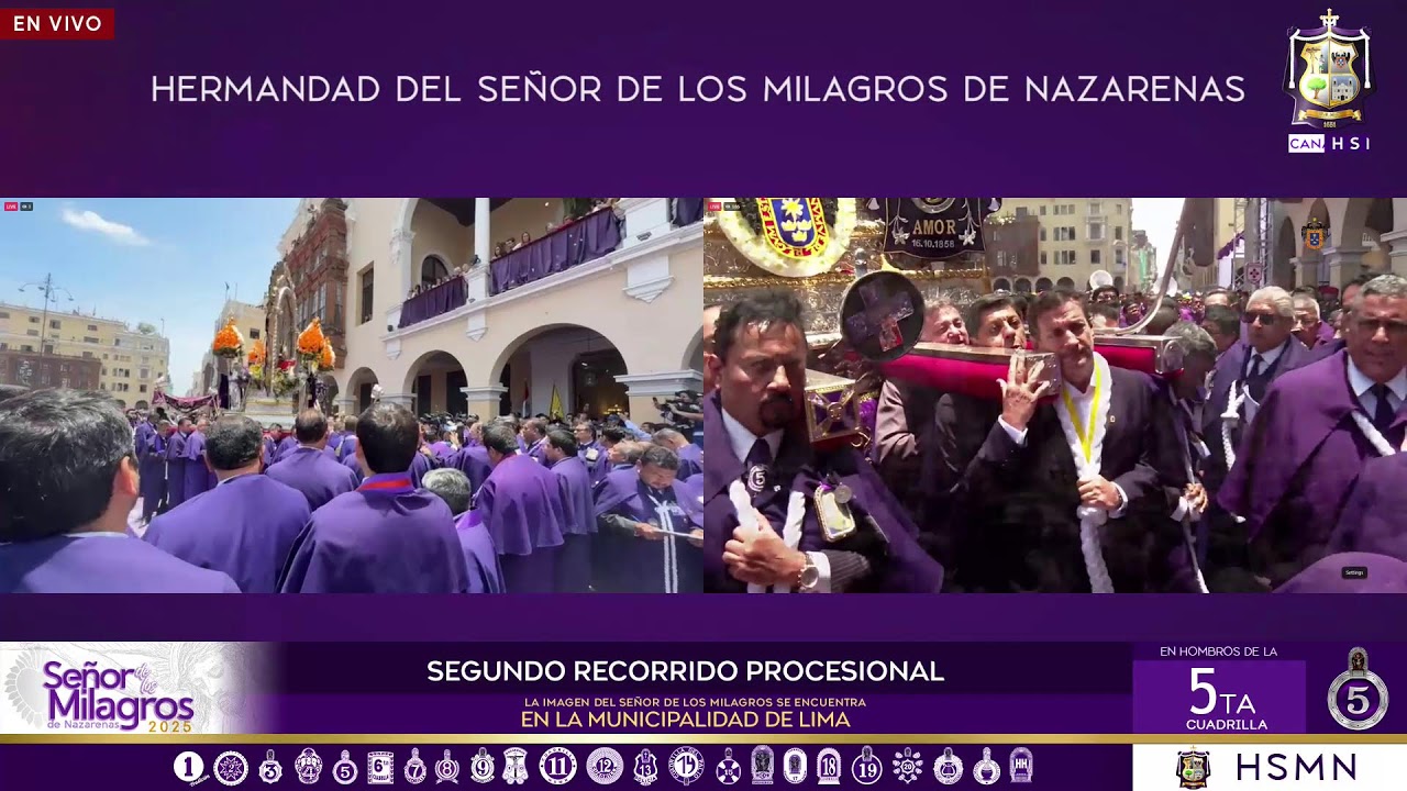 RECORRIDO PROCESIONAL  DEL SEÑOR DE LOS MILAGROS 2025 – SÁBADO 18 DE OCTUBRE DE 2025