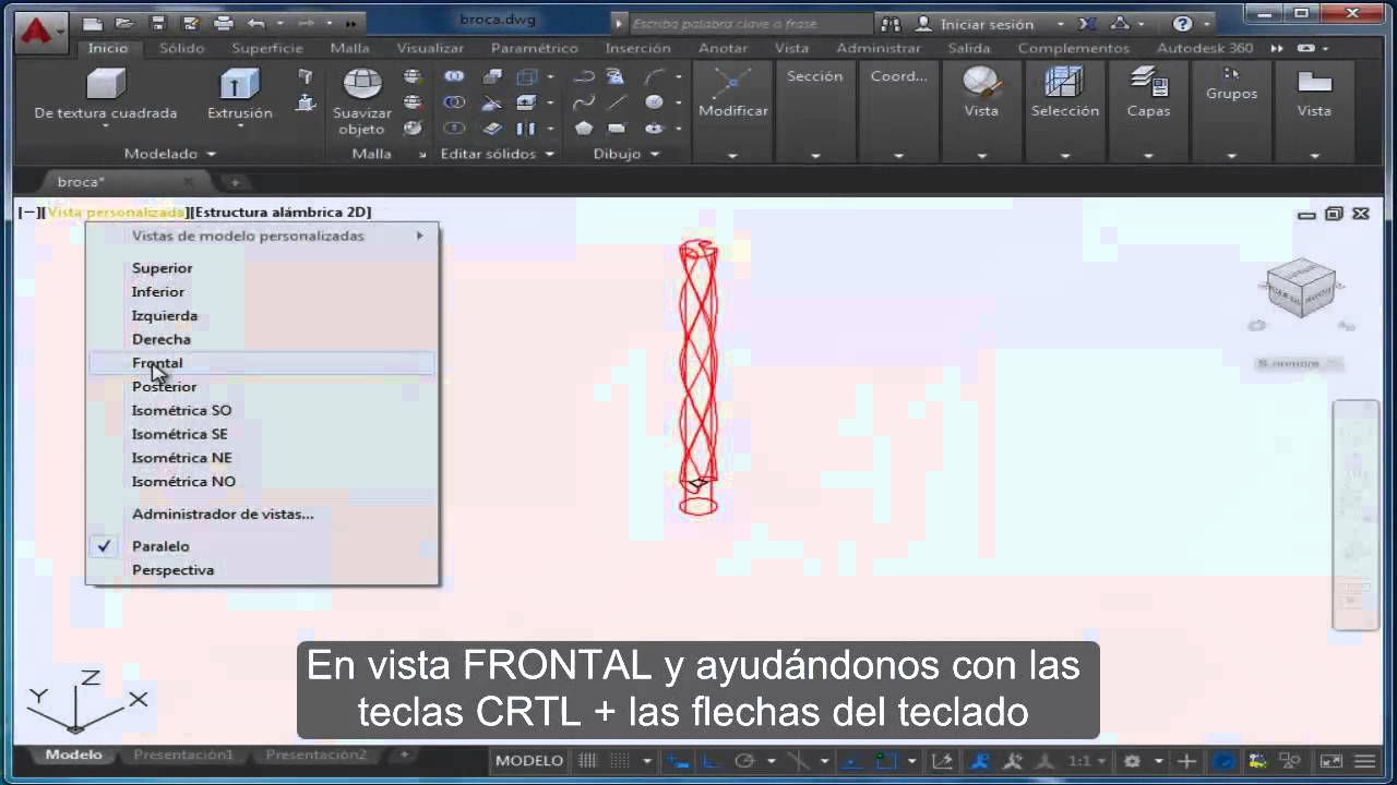 Cómo usar Autocad 3d. Tutorial de Autocad BROCA PARA MADERA EN 3D