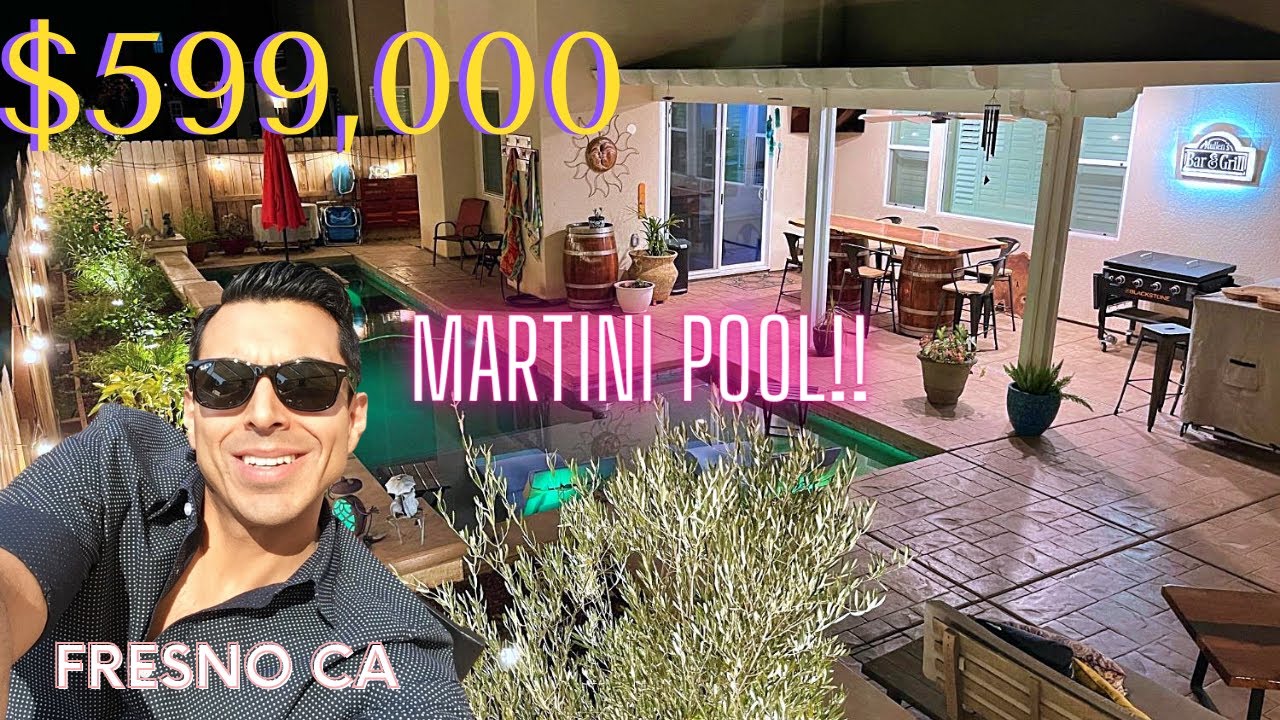 Home for sale in Fresno CA,  4 Bed, 3 Bath, with a martini pool!
