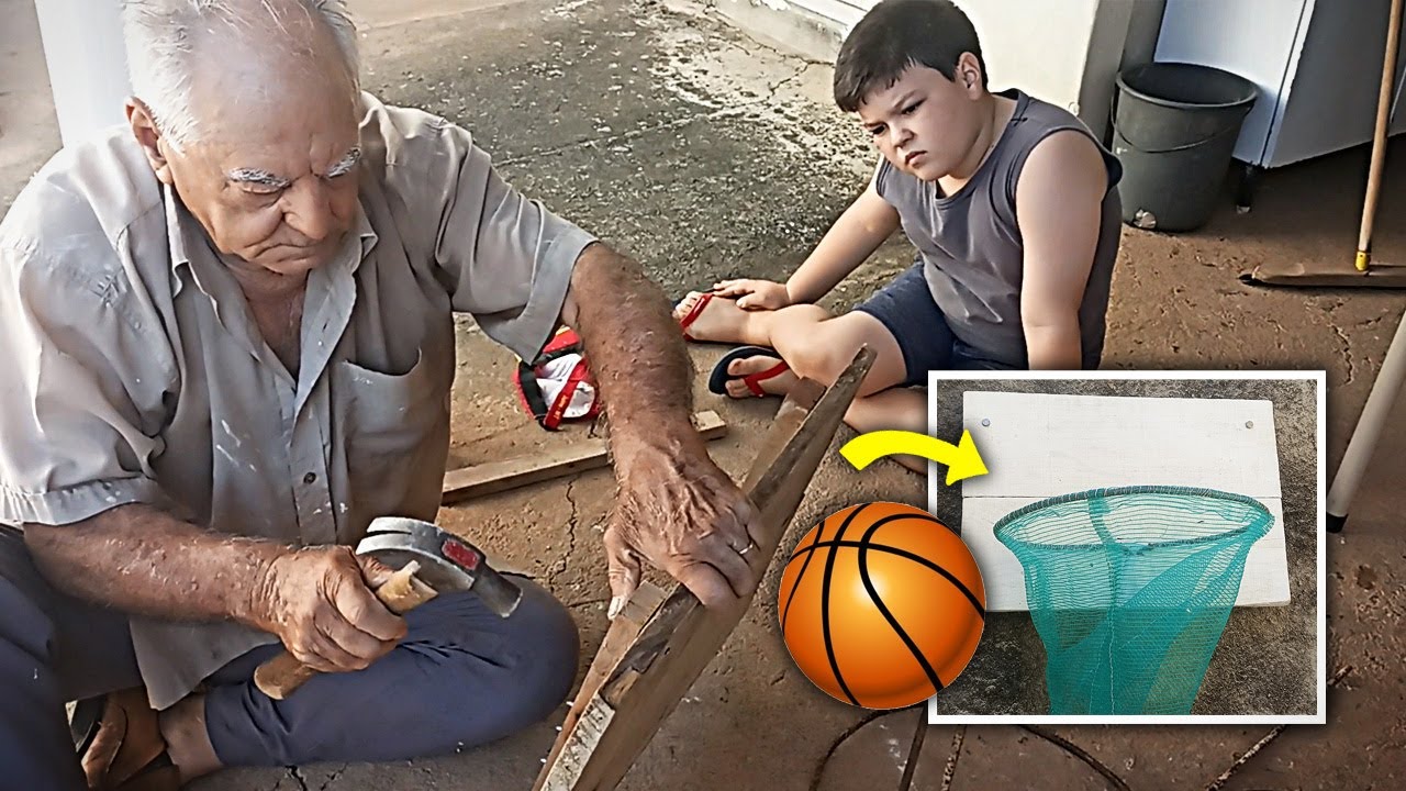 MEU AVÔ FABRICOU UMA CESTA DE BASQUETE CASEIRA PARA MIM