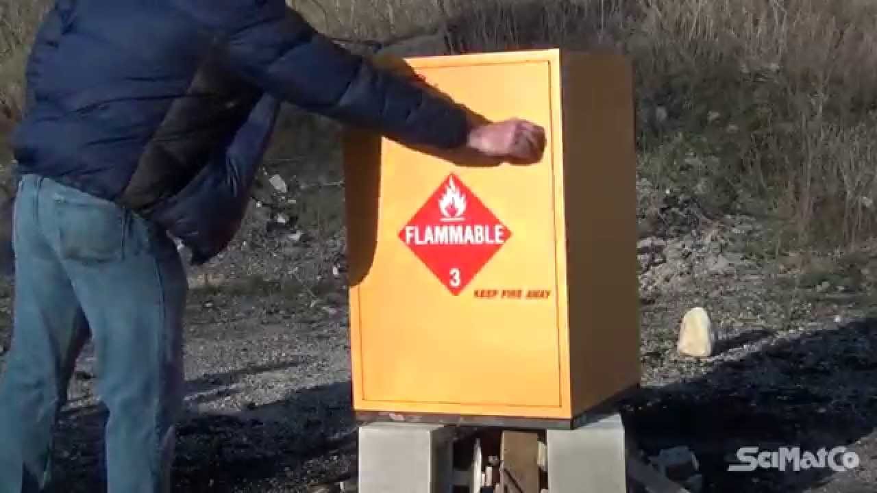 SciMatCo Flammable Chemical Storage Cabinet Burn Test