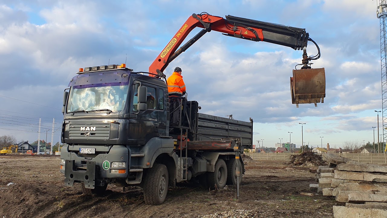 Man 33.480 6x6 Palfinger 13000  załadunek podkładów kolejowych #17