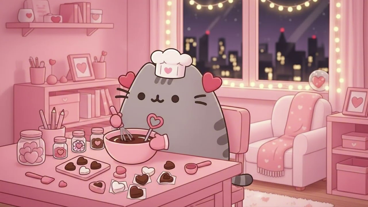Pusheen Lofi 🎧 Cozy Baking Night – Chill Study & Sleep Music