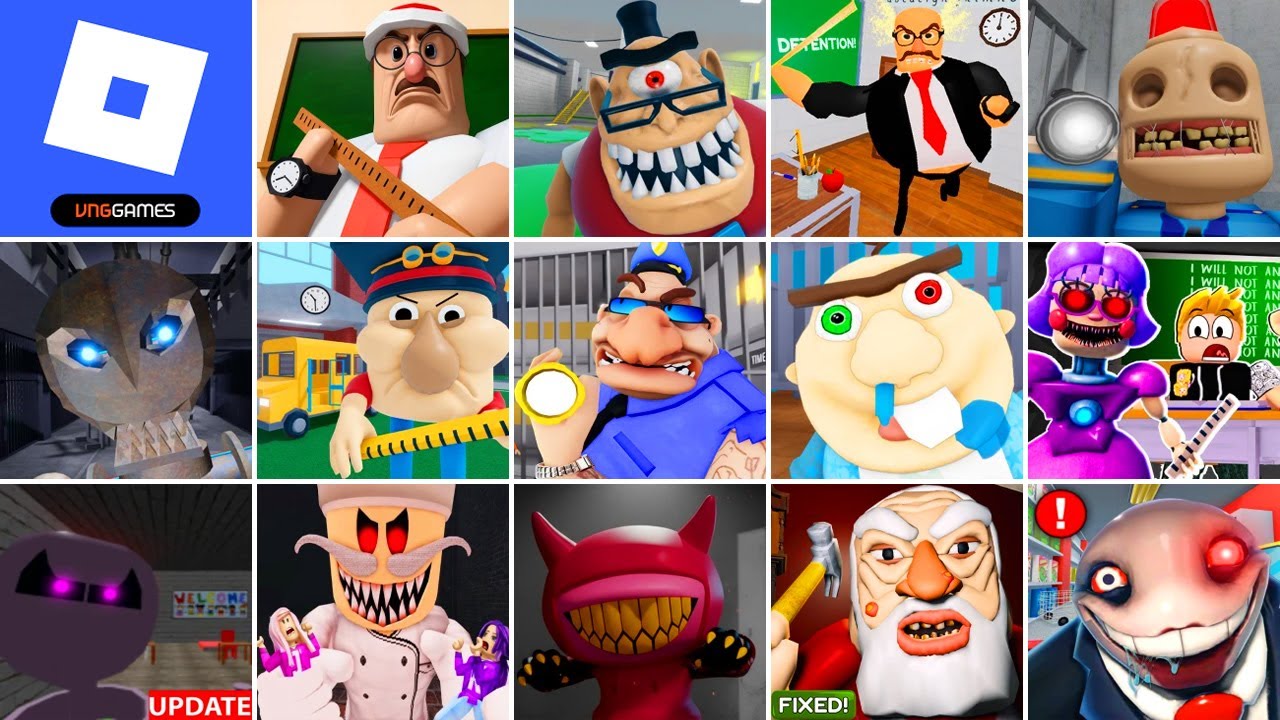 Roblox,Toby's HOSPITAL,MR PICKLES DETENTION,MR. STINKY DETENTION,CRANKY'S SCHOOL,Wilson's PRISON.