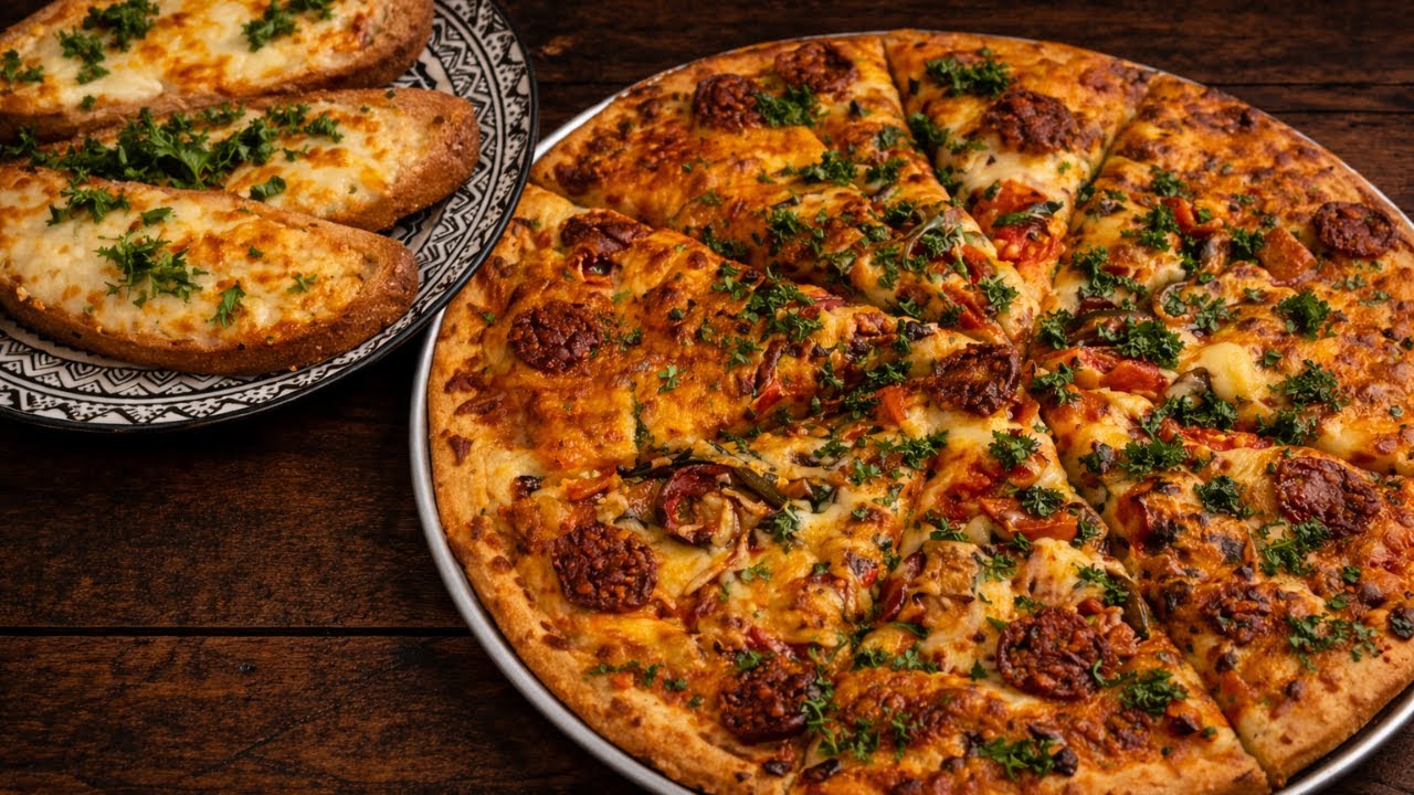 No Kneading ！SUPER EASY Pizza Made with Potatoes ,Garlic Bread  & Secret Restaurant-Style Sauce