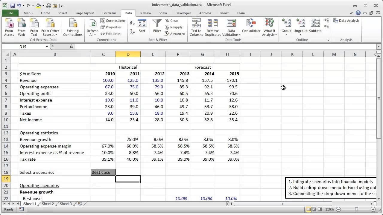 Financial Modeling Quick Lesson: OFFSET / MATCH and Data Validation (Part 1)