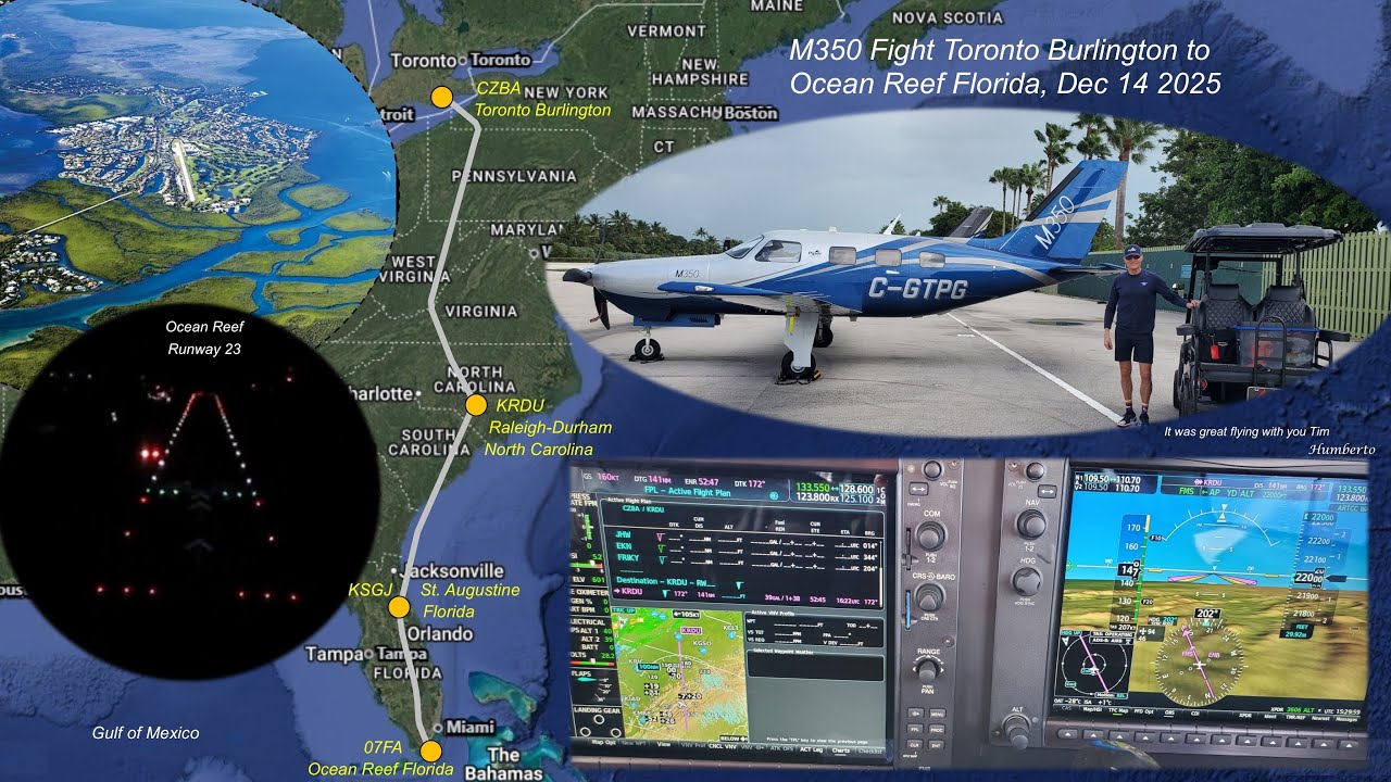 M350 flight Toronto to Ocean Reef Florida