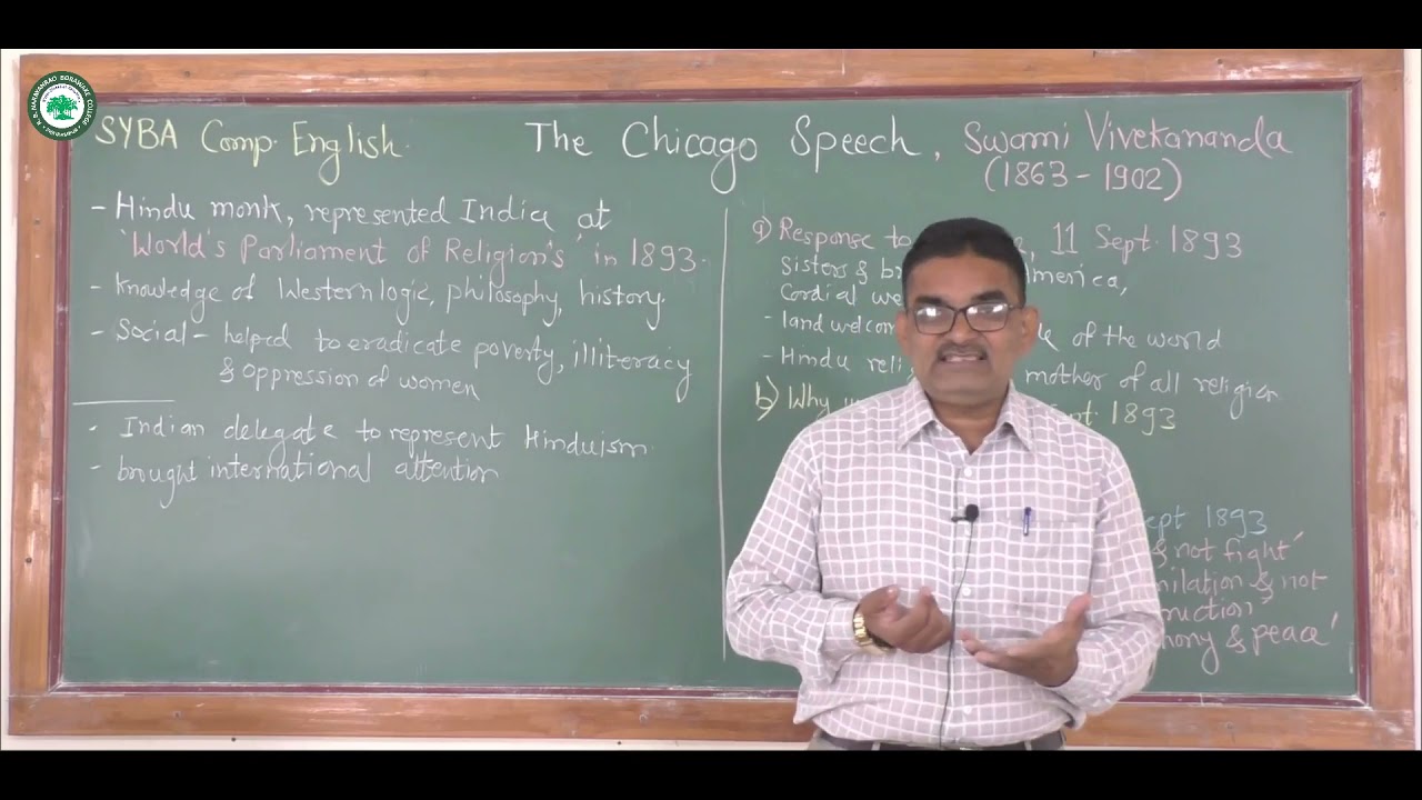 S.Y.B.A. (English) || Topic: The Chicago Speech || By Prof. Deokar Sunil