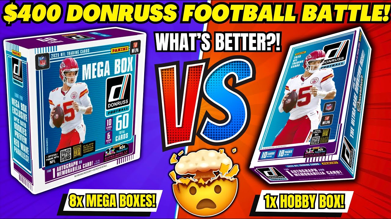 *1 HOBBY BOX vs 8 MEGA BOX BATTLE OF 2025 DONRUSS FOOTBALL!🏈