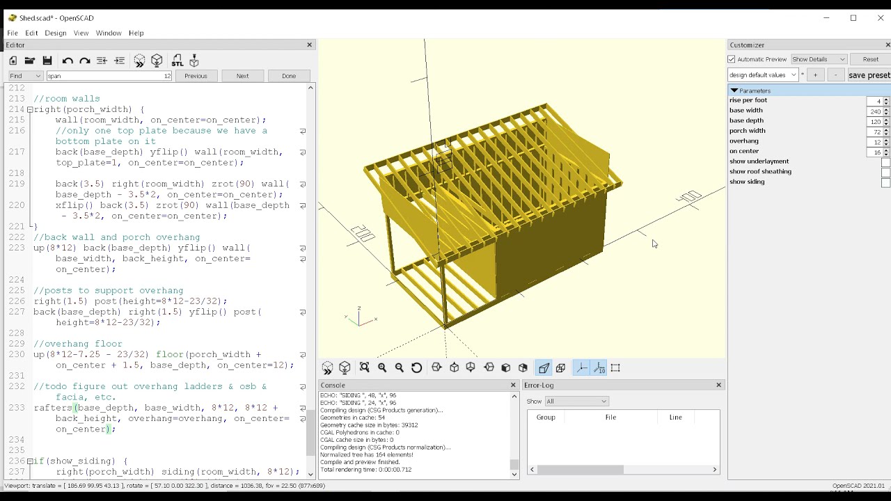 AMAZING Parameterized Shed Design with OpenScad