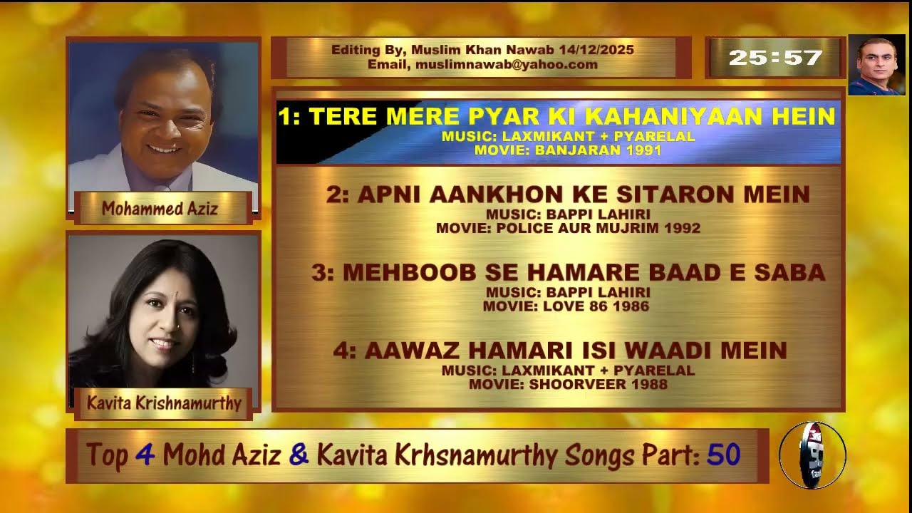 Mohd Aziz & Kavita Krishnamurthy Top 4 Duets Songs Part, 50