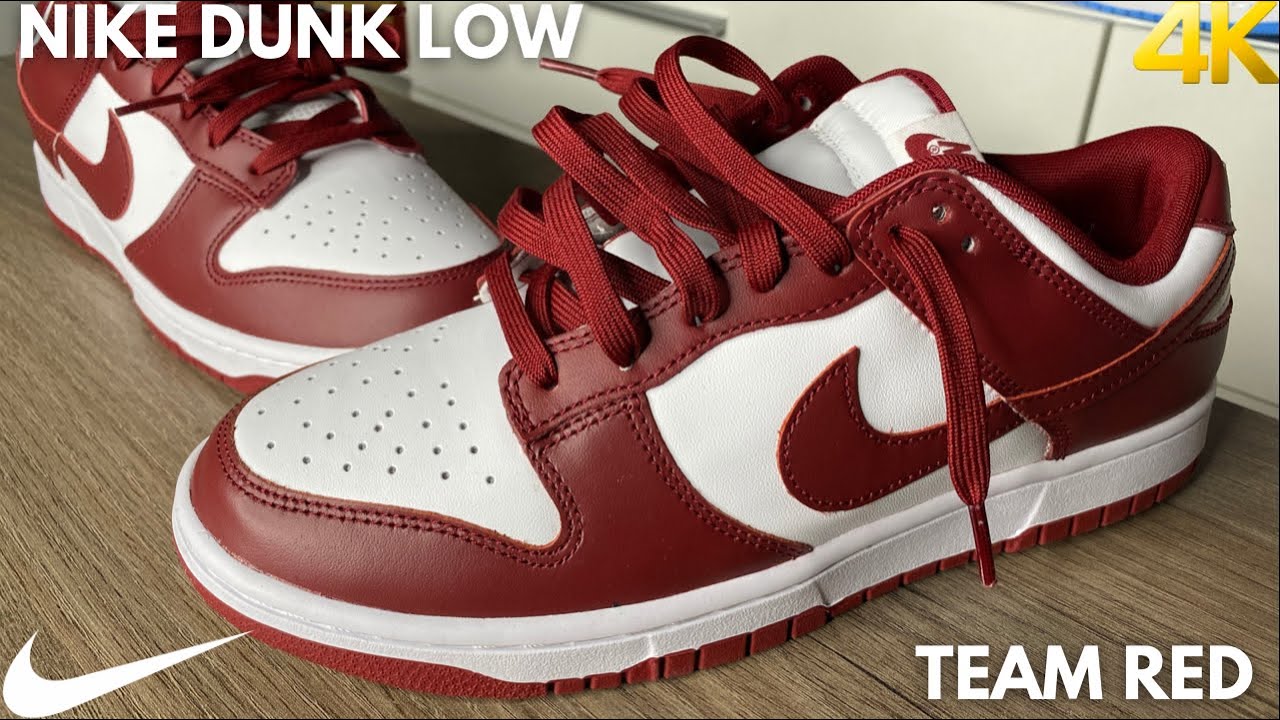 Обзор кроссовок Nike Dunk Low Team Red And White On Feet