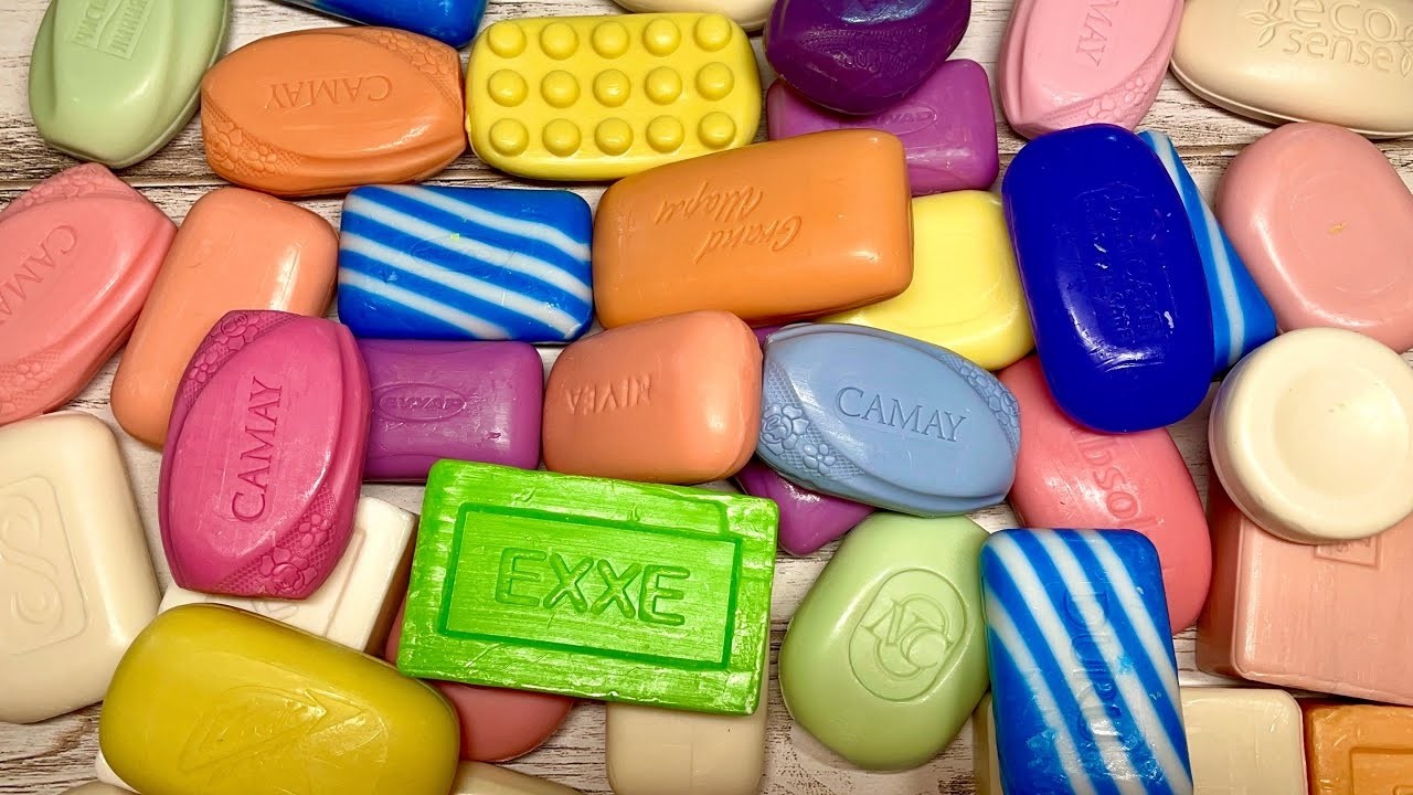 💜 ASMR Soap Clay cracking 💜★Cutting soap cubes★FOAM&GLITTER&STARCH★