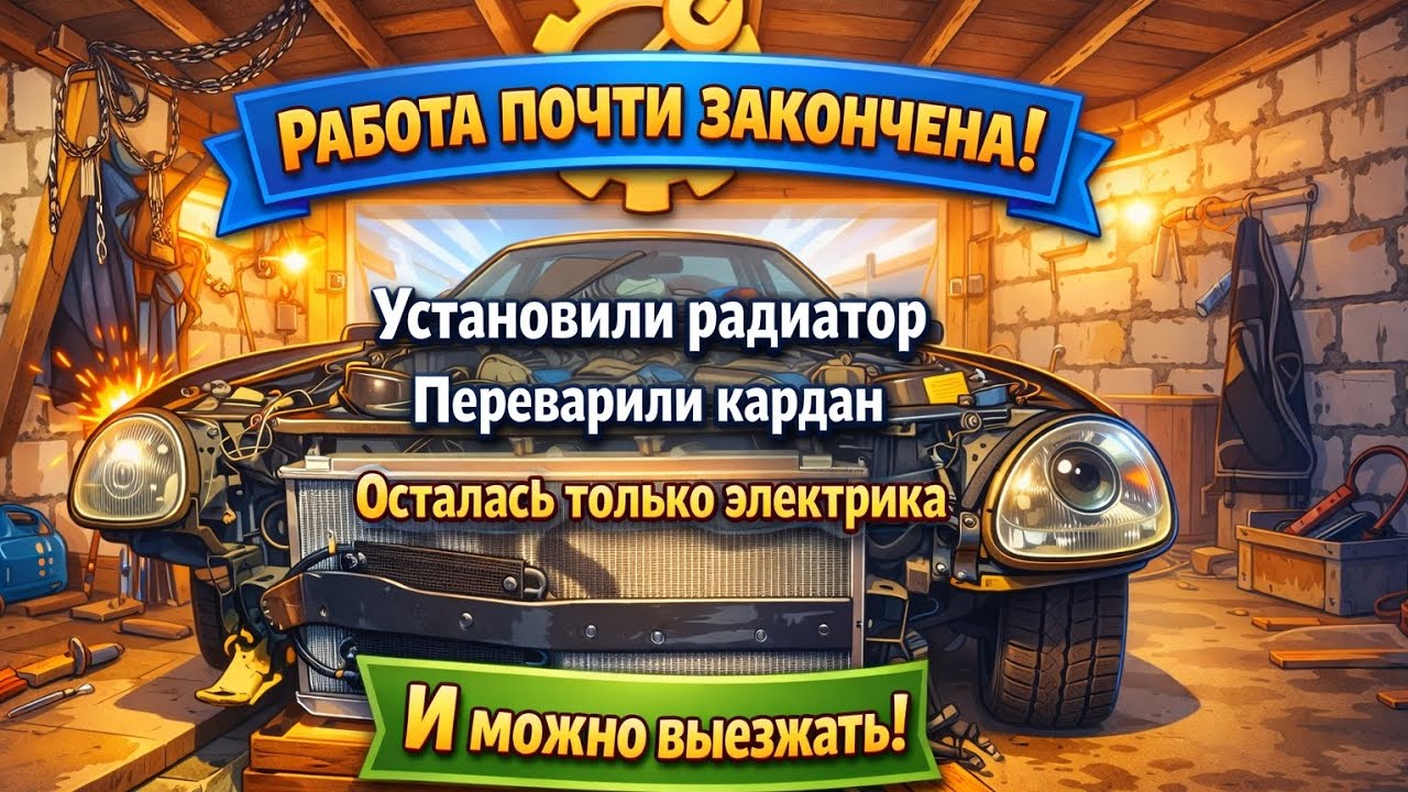 Финальный этап сборки 1jz ge в Форд! (Переварили кардан, установили радиатор, подключили гур)