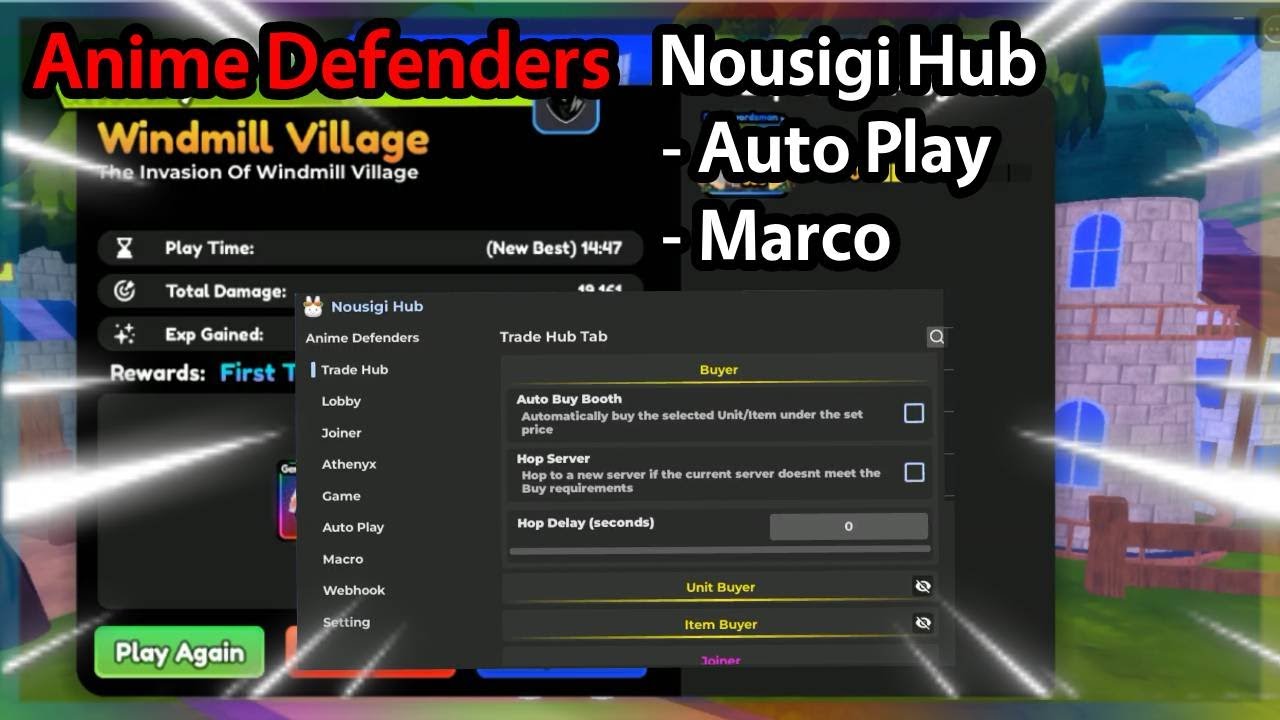⭐ Anime Defenders Script | Nousigi Hub | Auto Play, Marco, Claim Rewards | Roblox Pc/Mobile Executor