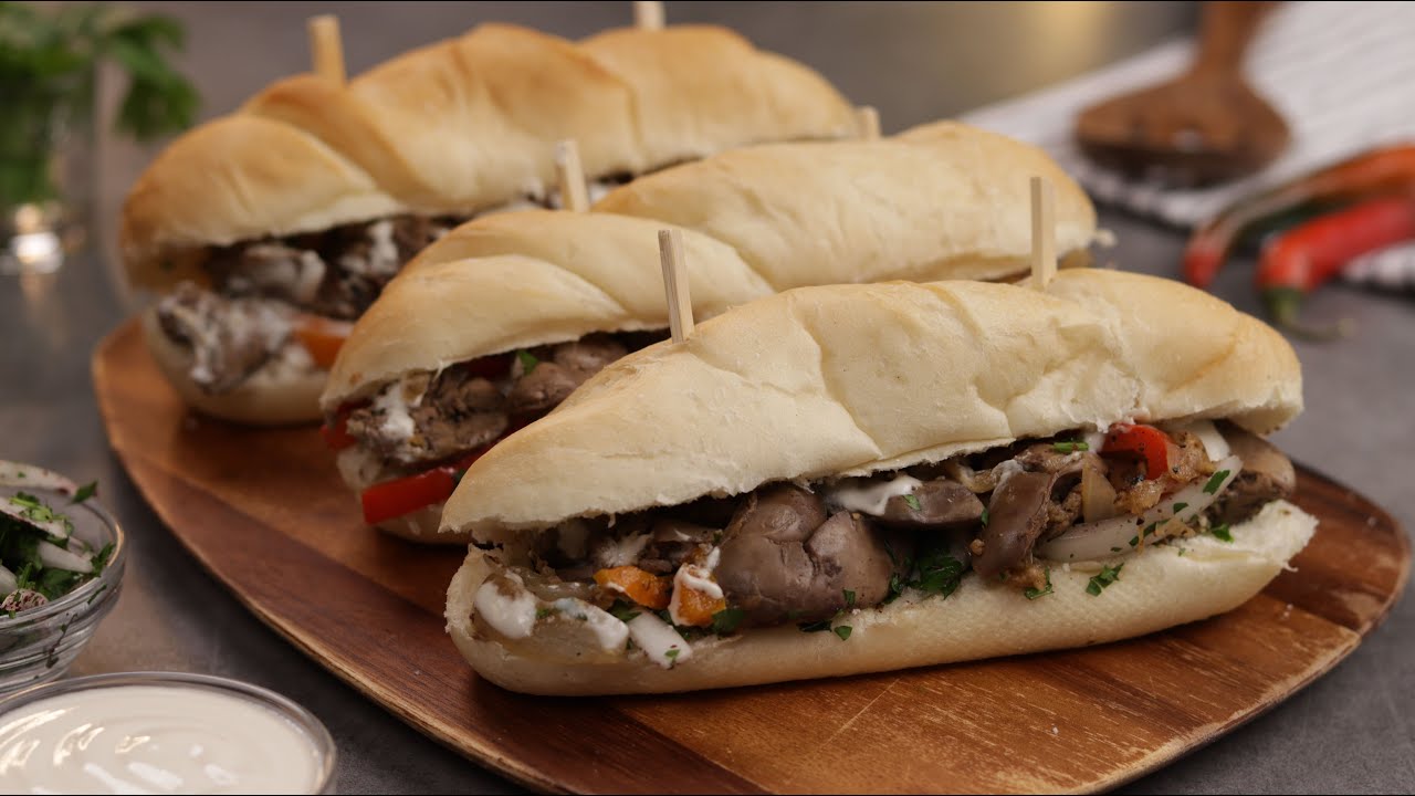 ساندوش كبدة الدجاج بصوص الطحينة بطعم شهي 🥰😘