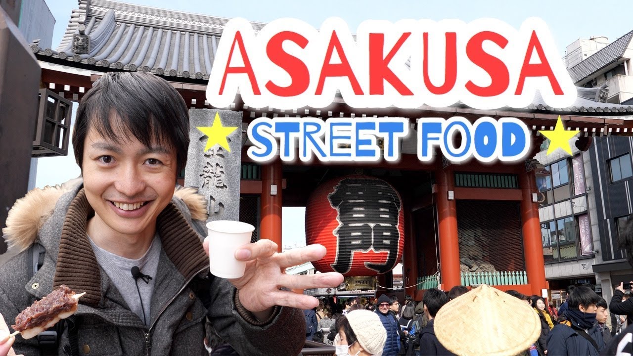 Eating and Drinking street food at Asakusa Nakamise Dori street with Japanese guide !! #129