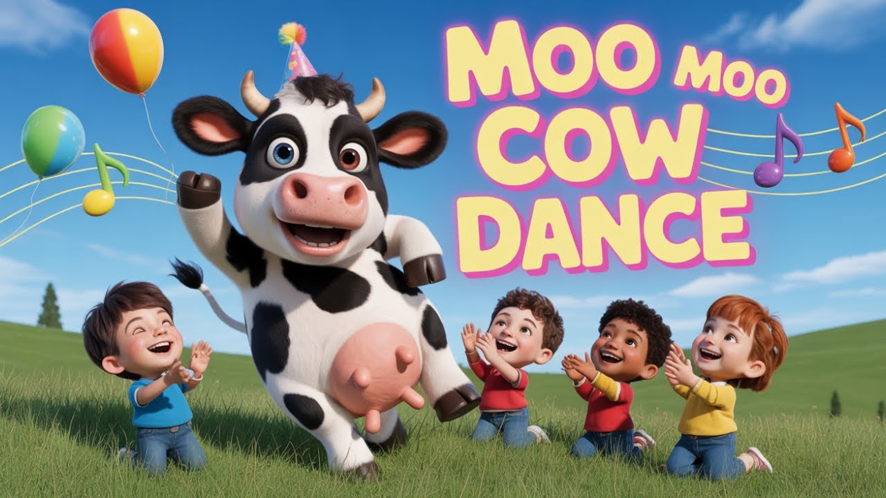 🐮 Moo Moo Cow Dance | Funny Animal Dance Song for Kids | Nursery Rhyme | GFXJM #gfxjm #poem #rhymes