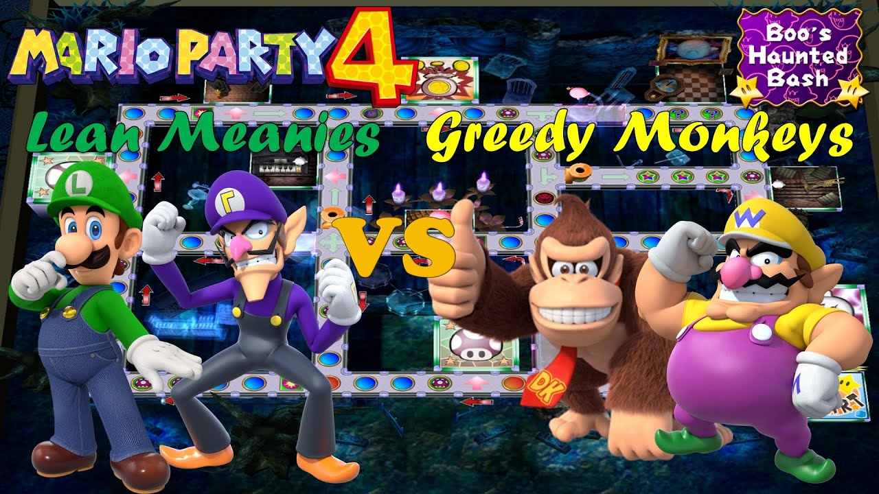 Mario Party 4 - Luigi & Waluigi vs Wario & Donkey Kong - Boo's Haunted Bash