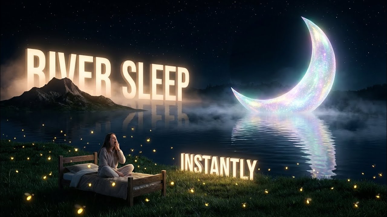 Sleep Instantly by the River 🌙 5 Hours Dark Night Water Sounds